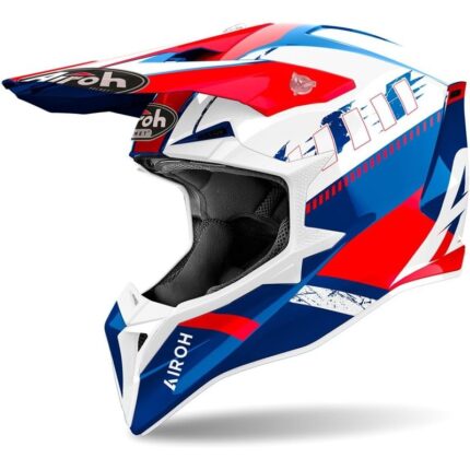 Motocross Casco Airoh Wraaap Feel Azul-Rojo
